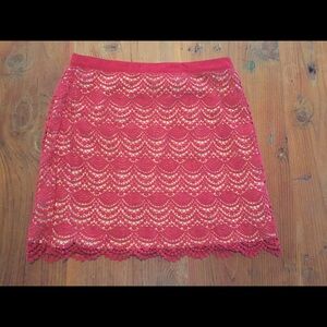 Club Monaco Cream and Red Embellished A-Line Mini Skirt